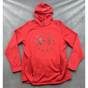 Under Armour Hooded Sweatshirt Fitted Pullover Mens Large Red Freedom Tech